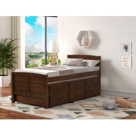 Cama Canguro Twin Individual Color Café con Cajones