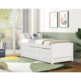 Cama Canguro Twin Individual Color Blanca con Cajones