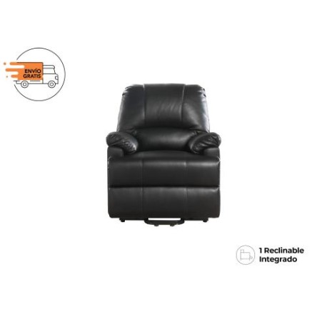 Sillón Reclinable Ixora Con Elevación Y Masaje Eléctrico De Vinipiel Negro