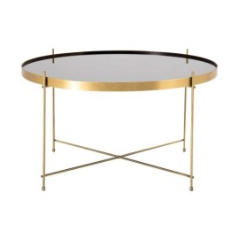 Mesa De Centro Spencer Base De Metal Color Dorado Con Cubierta De Cristal