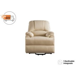 Sillón Reclinable Ixora Con Elevación Y Masaje Eléctrico De Vinipiel Beige