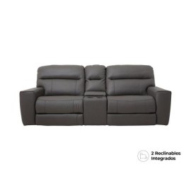 Love Seat Reclinable Indy De Piel Color Gris