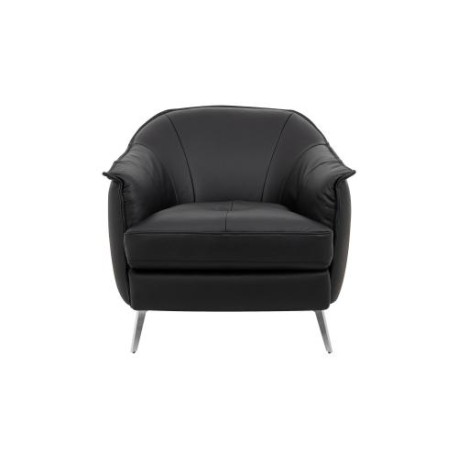 Sillón Individual Wave De Piel Italiana Color Negro Marca Boal