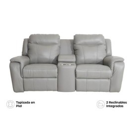 Love Seat Reclinable Buckingham Eléctrico De Piel Color Gris Marca Palliser