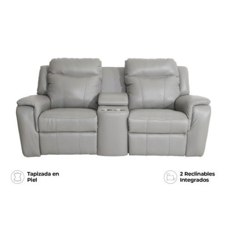 Love Seat Reclinable Buckingham Eléctrico De Piel Color Gris Marca Palliser