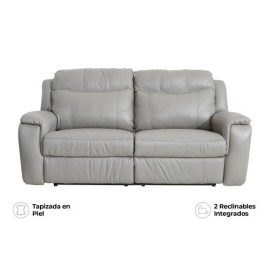 Sofá Reclinable Buckingham De Piel Color Gris Marca Palliser