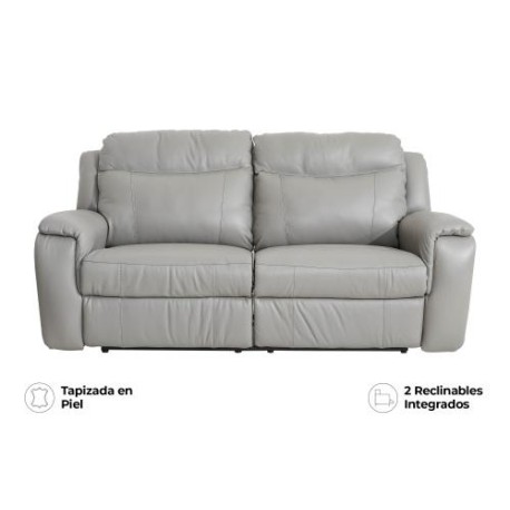 Sofá Reclinable Buckingham De Piel Color Gris Marca Palliser