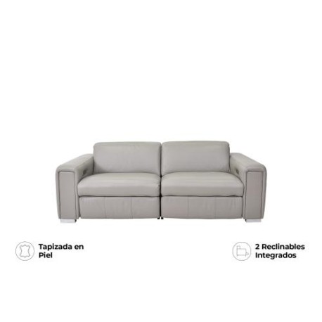 Love Seat Reclinable Titan Eléctrico De Piel Color Gris Marca Palliser