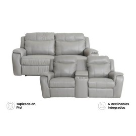 Sala Reclinable Buckingham Eléctrica De Piel Sofá Y Love Seat Color Gris Marca Palliser