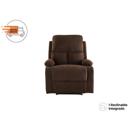 Sillón Reclinable Brady Manual de Tela Color Chocolate