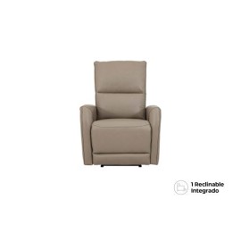 Sillón Reclinable Eléctrico Jermell De Piel Color Beige