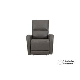 Sillón Reclinable Eléctrico Jermell De Piel Color Gris