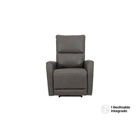 Sillón Reclinable Eléctrico Jermell De Piel Color Gris