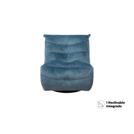 Sillón Reclinable Manual Manny Gamer Giratorio y Mecedora de Tela Azul