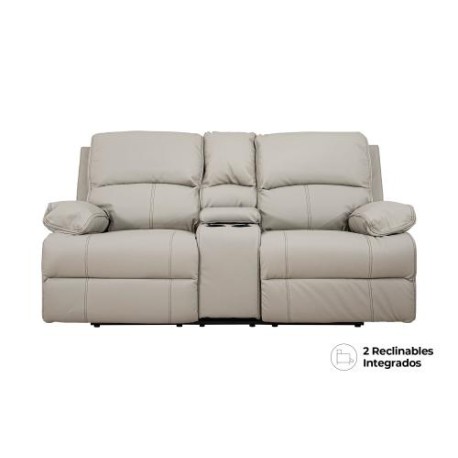 Love Seat Reclinable Kassel De Tacto-Piel Color Gris